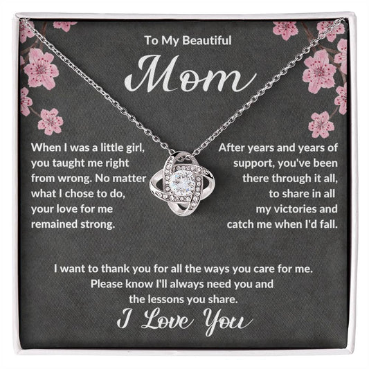 To My Beautiful Mom | Love Knot Necklace